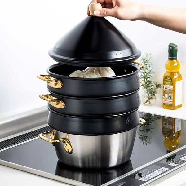 送料無料】アルミ6段蒸し器