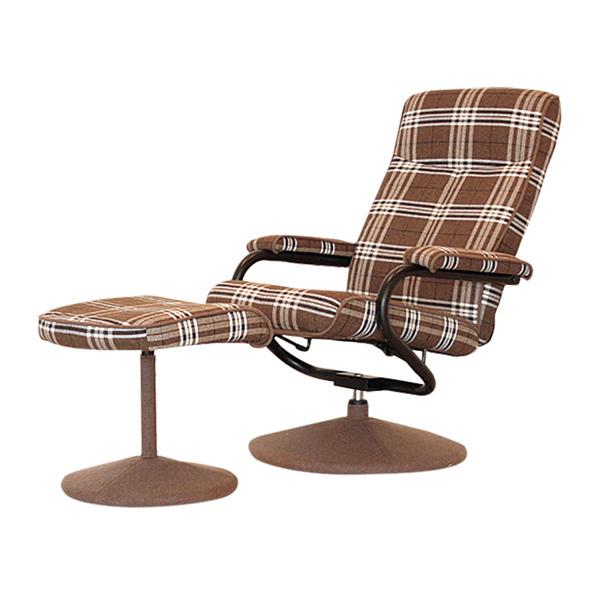 新品　83-940 ワルツ　リラックスチェア　チェック柄 東馬（Tohma） パーソナルチェア オットマン付き チェック柄
