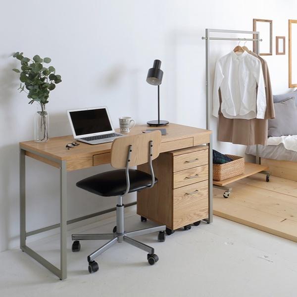 デスク ドリップカフェ 幅120cm 木製 天然木 引き出し スチール脚  