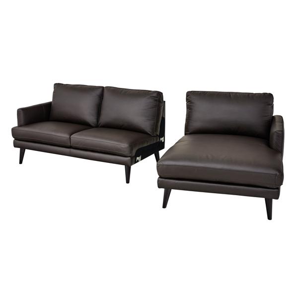 東谷 カウチソファ 幅249cm 右カウチ レザー 本革 ソファ 三人掛け