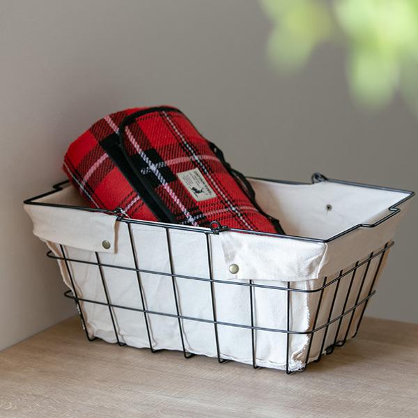 HABITER ワイヤーバスケット L 幅43×奥行30×高さ20cm ファブリック