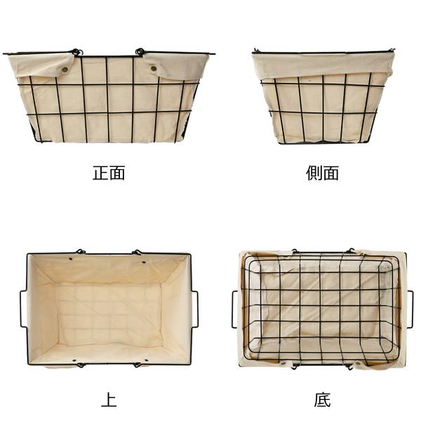 HABITER ワイヤーバスケット L 幅43×奥行30×高さ20cm ファブリック