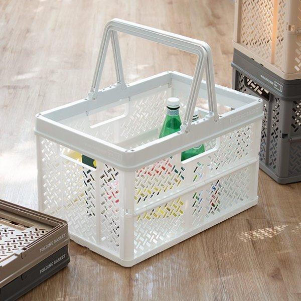天馬 収納ボックス 幅31×奥行23×高さ21cm 折りたたみ カゴ バスケット