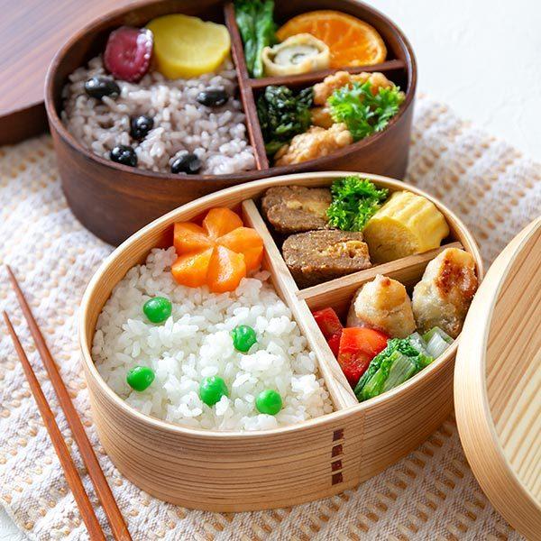 ぼたもち　わっぱ　めんぱ　弁当箱　木製　漆塗　(219) めんぱ だ円 曲げわっぱ弁当箱 楕円 1段 650ml かぶせ蓋