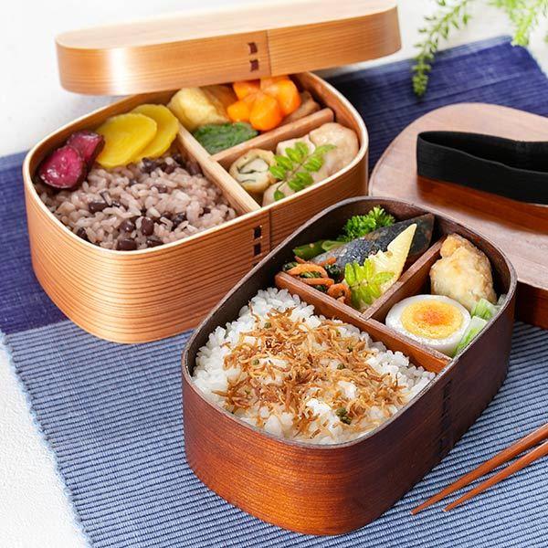 曲げわっぱ　2段重ね 弁当箱 内側本漆塗り　箱付き 弁当箱 わっぱ 2段 通販 おしゃれ 男性 女性 二段 わっぱ弁当箱