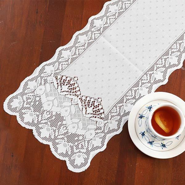 高級♦️エレガントなレース♦️ロココ テーブルランナー♦️ホワイト 150㎝♦️送料込 高級♦️エレガントなレース♦️ロココ テーブルランナー♦️ホワイト