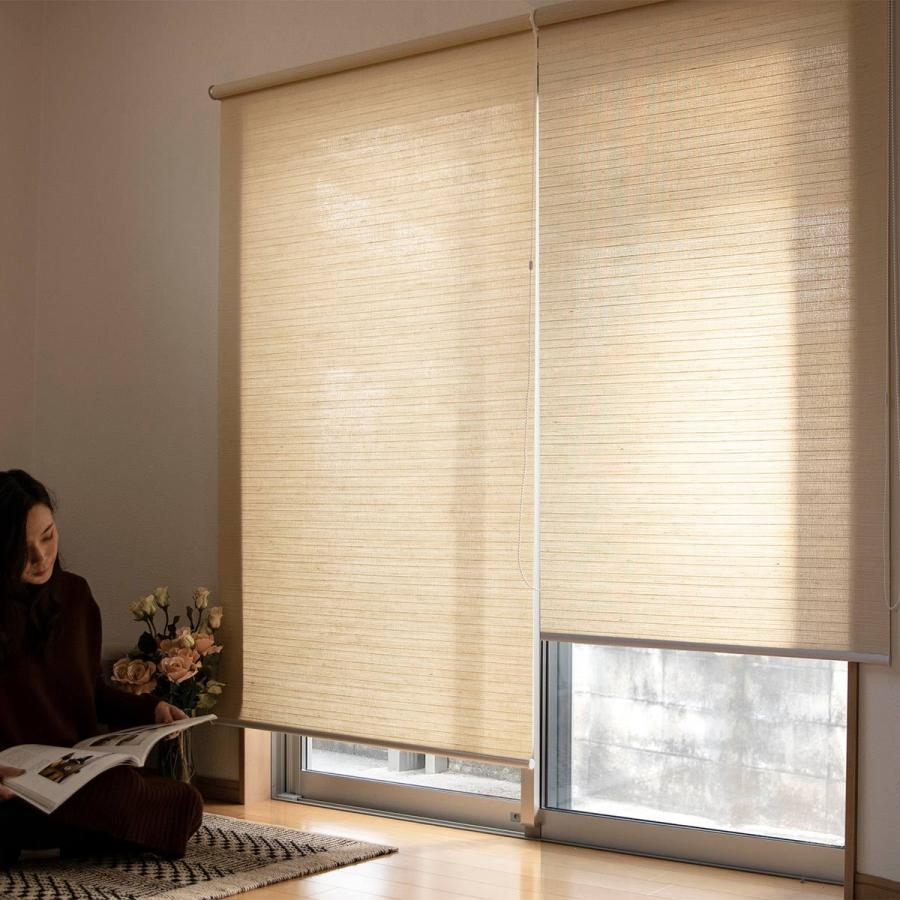 ロールスクリーン 遮像仕様 麻 サイズオーダー チェーン式 幅161〜180