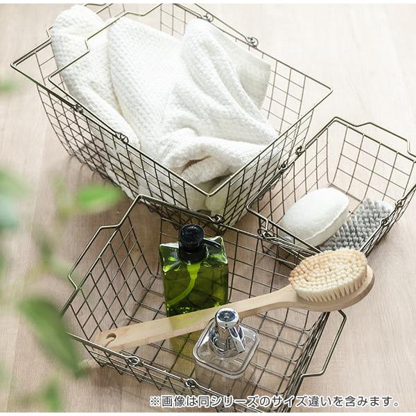 ワイヤーバスケット L 幅40×奥行27.7×高さ19.7cm ブロンズ （ 収納