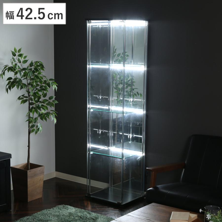 不二貿易 コレクションケース 幅42.5cm 4段 背面ミラー LED付 不二貿易 コレクションケース 幅42.5cm 4段 背面ミラー LED付
