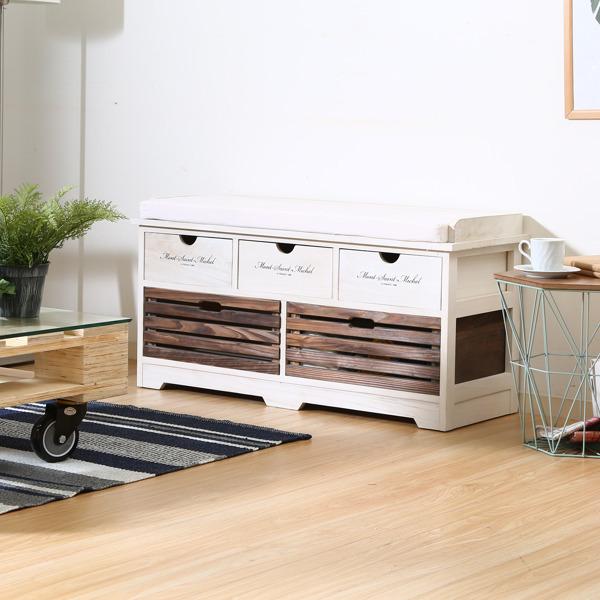 アンティーク調 木製家具◾️象嵌デザイン ベンチチェスト 収納 ベンチ 椅子 イス 不二貿易 ベンチ 幅90cm 収納 アンティーク調 木製 桐 チェスト