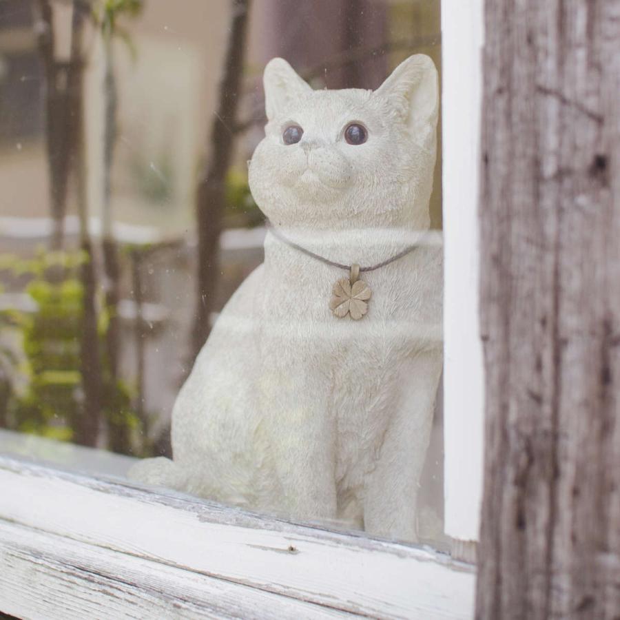 キシマ ガーデンオーナメント 置物 猫 アンティークホワイト キシマ ガーデンオーナメント 置物 猫 アンティークホワイト
