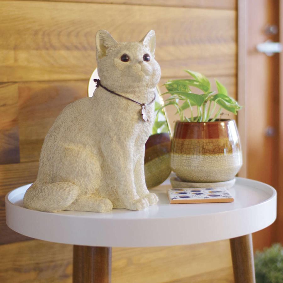 キシマ ガーデンオーナメント 置物 猫 アンティークホワイト キシマ ガーデンオーナメント 置物 猫 アンティークホワイト