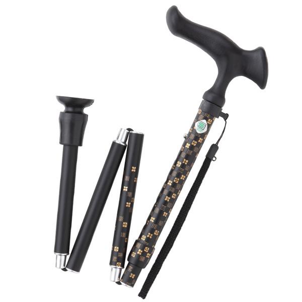 フジホーム 杖 ステッキ 折りたたみ かるがもE 市松模様 黒 男性 女性