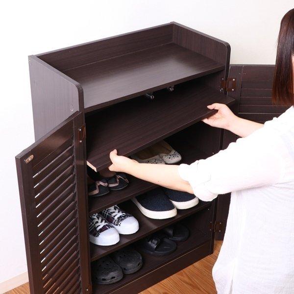 短納期下駄箱 ルーバー オープントップ 幅60cm 奥行33.5cm 高さ90cm 組立品 スリッポン