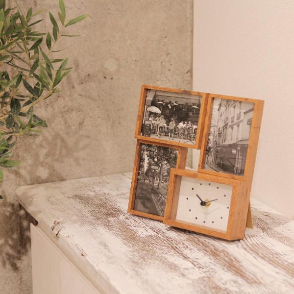  時計とフォトフレーム セット フォトフレーム 時計 BIT4 掛け時計 置き時計 壁掛け 北欧 木製