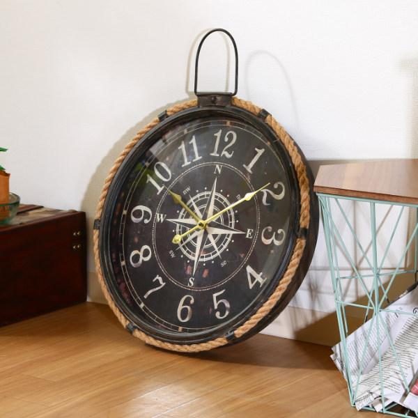 不二貿易（Fuji Boeki） 掛け時計 コンパス 直径 47cm 壁掛け 時計