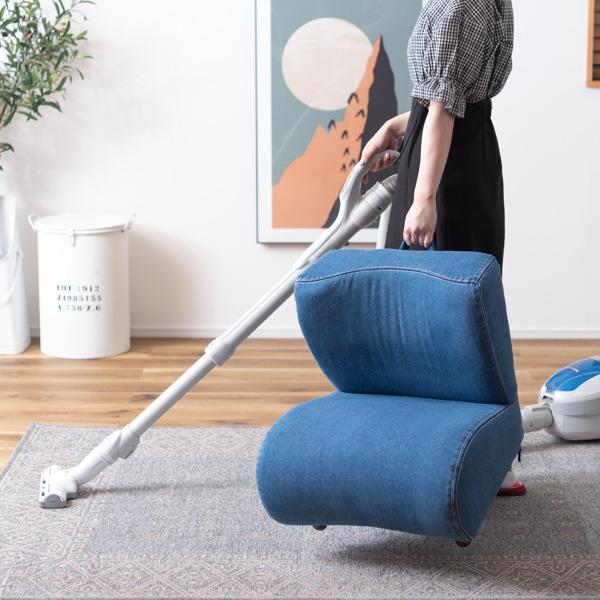 東谷 ソファ 一人掛け 幅47cm デニム 取っ手 持ち運び 脚付き ソファー