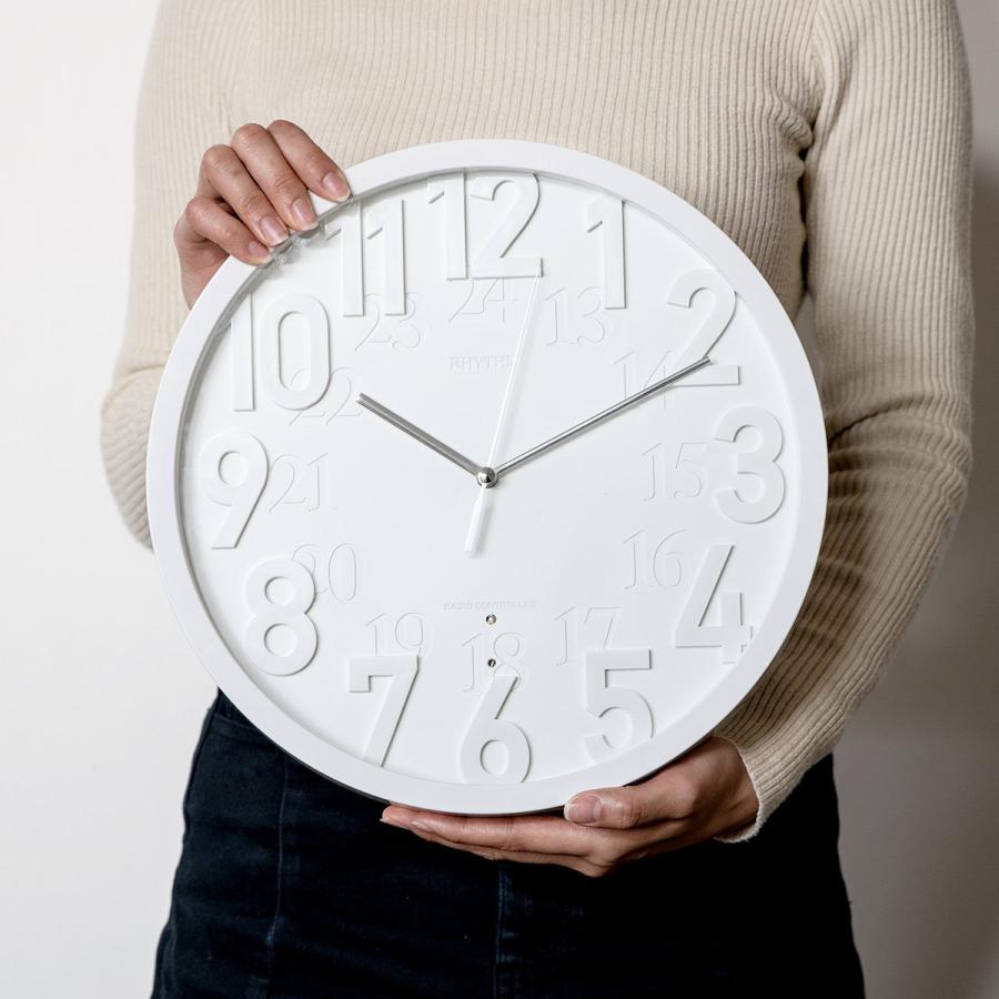 掛け時計 電波時計 スタンダードスタイル ホワイト アナログ 壁掛け