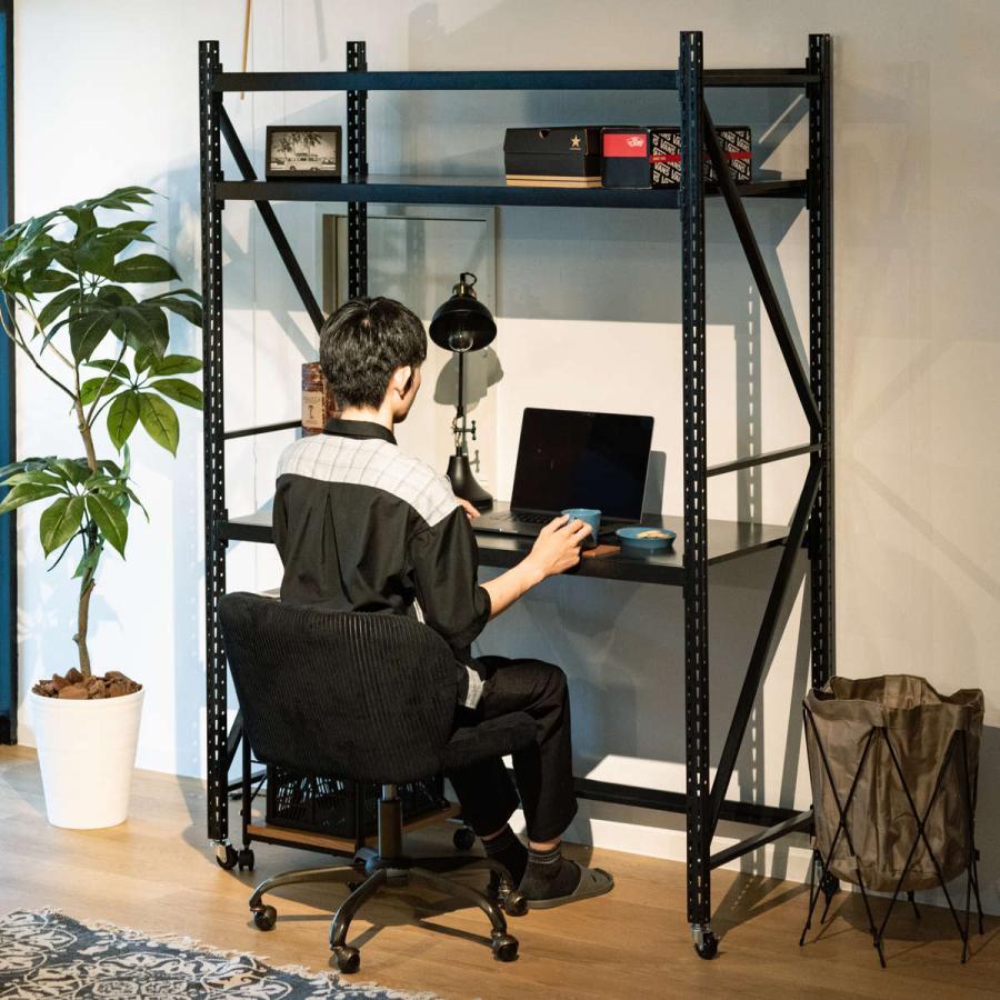 東谷 スチールラック 4段 深型 キャスター付 ボルトレス RALD 幅