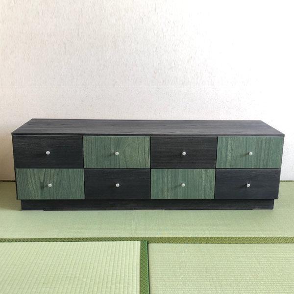 shine_more♪　和箪笥 リメイク ローチェスト マーゼルン ローチェスト 2段6杯 桐たんす 市松模様 幅125cm 開梱設置