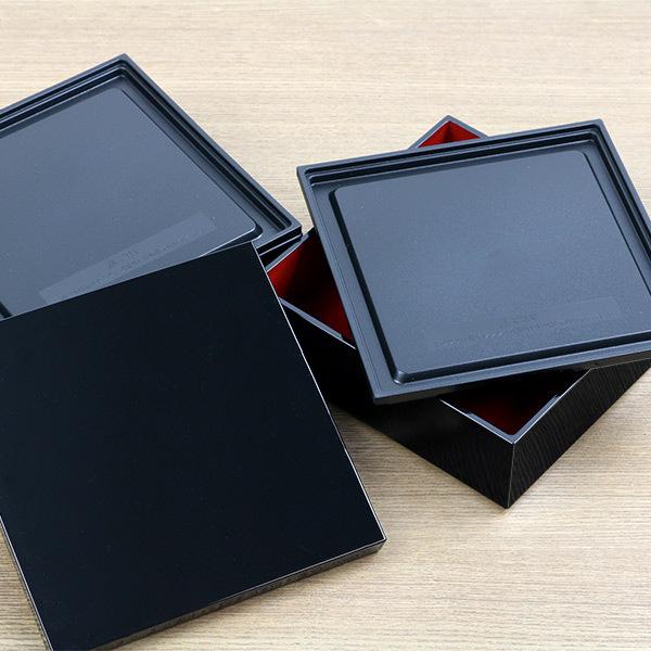 HAKOYA 弁当箱 重箱 3段 2100ml 2人 3人用 15cm 角 三段重 黒内朱  