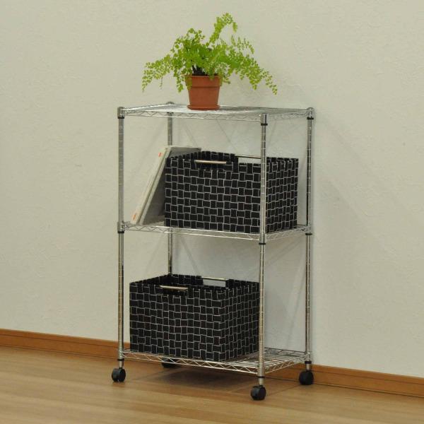 スチールラック 3段 キャスター付 幅60cm 高さ96cm （ ラック 収納棚