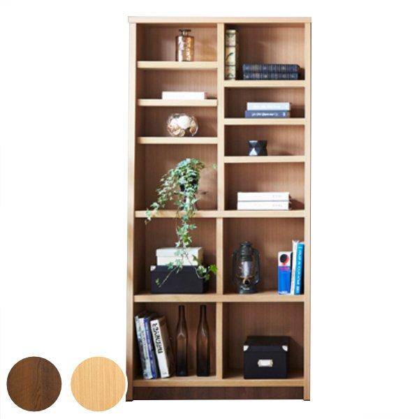 本棚 木製 ブックシェルフ 強化棚板 日本製 幅87cm 高さ180cm （ 壁面
