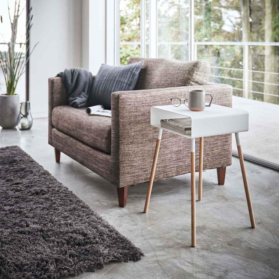 山崎実業 PLAIN サイドテーブル 収納付き スチール 木製 （ プレーン