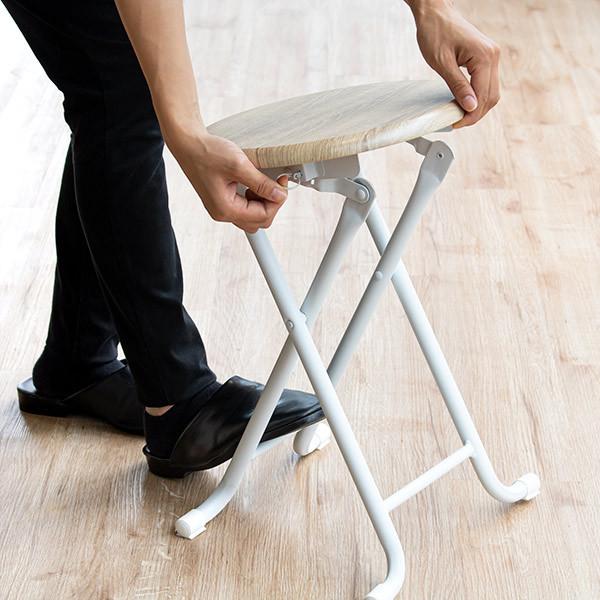 永井興産 折りたたみ スツール 座面高45cm チェア 木目調 丸