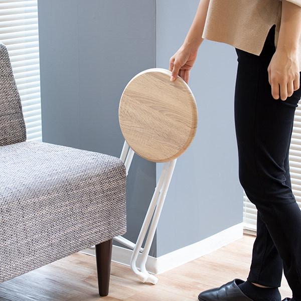 永井興産 折りたたみ スツール 座面高45cm チェア 木目調 丸