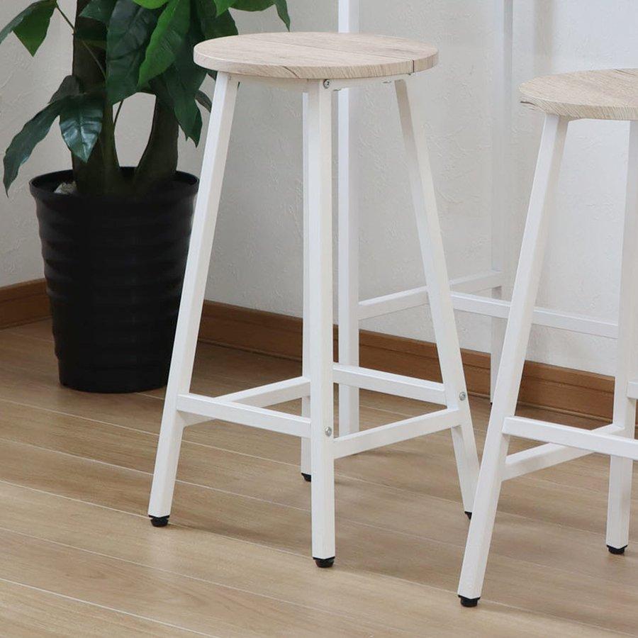 6脚在庫ハイスツール(座面木製ウッド)ホワイトブレススツール/高さ760