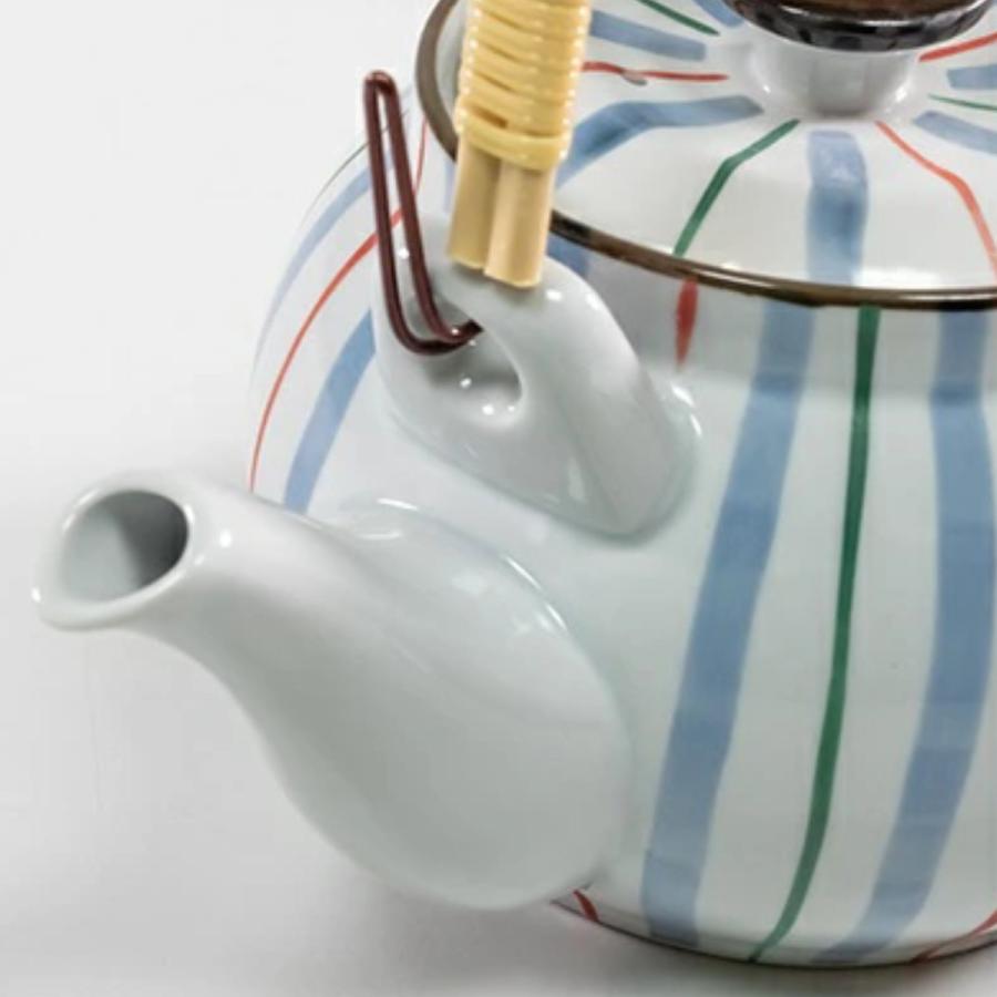 土瓶急須 990ml 6号 三色十草 茶こし付き 急須 陶器製 （ 食洗機対応