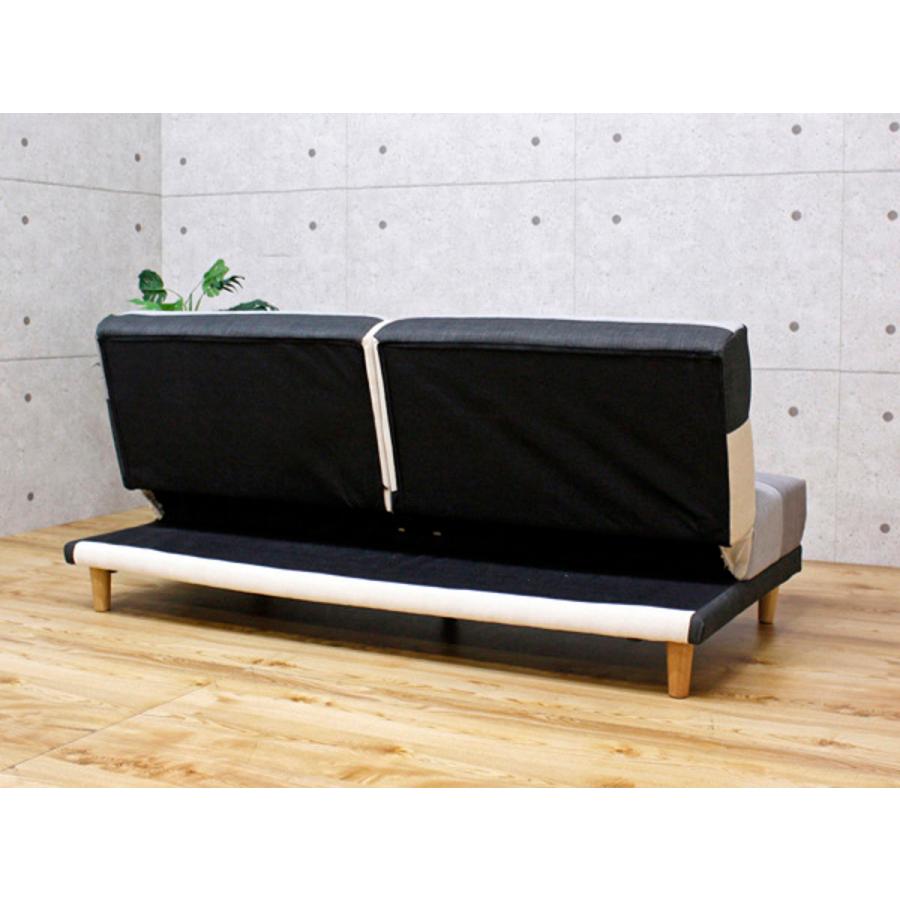 ソファベッド 幅180cm 三人掛け リクライニング パッチワーク