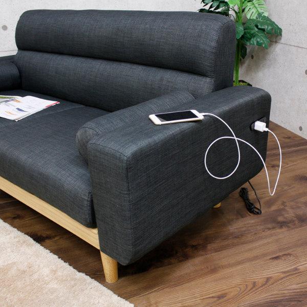 ソファ 2.5人掛け 幅159cm コンセント付き クッション ファブリック