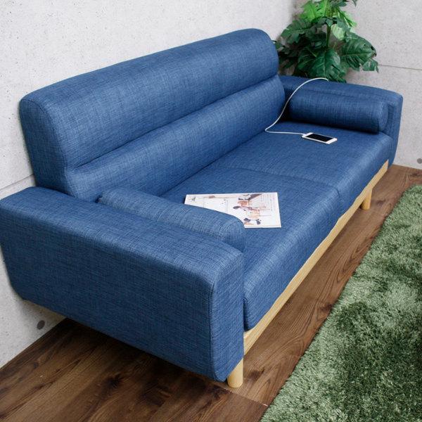 ソファ 2.5人掛け 幅159cm コンセント付き クッション ファブリック