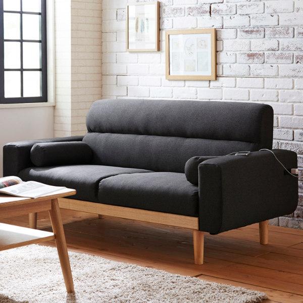 ソファ 2.5人掛け 幅159cm コンセント付き クッション ファブリック