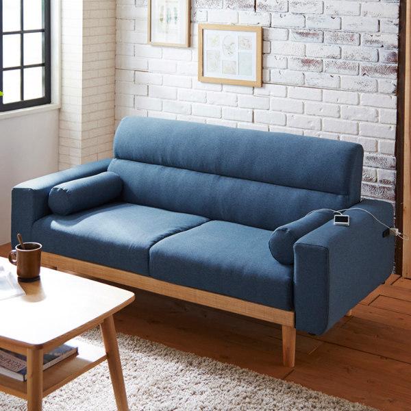 ソファ 2.5人掛け 幅159cm コンセント付き クッション ファブリック