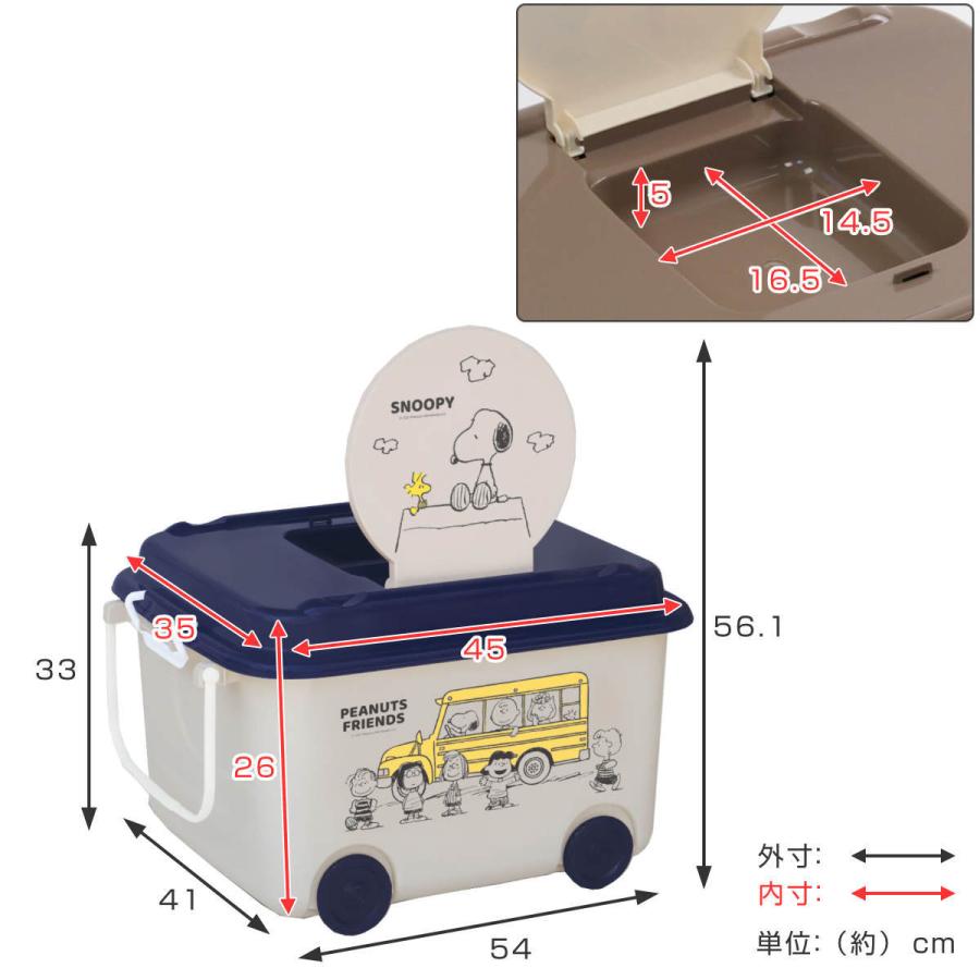 おもちゃ箱 スヌーピー キャスター付き （ 収納ボックス ふた おもちゃ 収納 収納ケース フタ付き ）｜livingut｜03