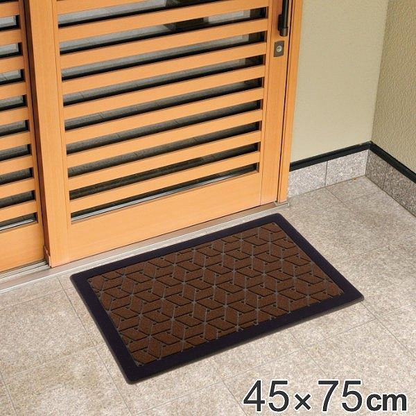 玄関マット 45x75cm 厚さ8mm 屋外用 網代柄 （ 45×75cm 屋外 玄関 マット 洗える 水洗い 和風 和モダン 長方形 ）｜livingut