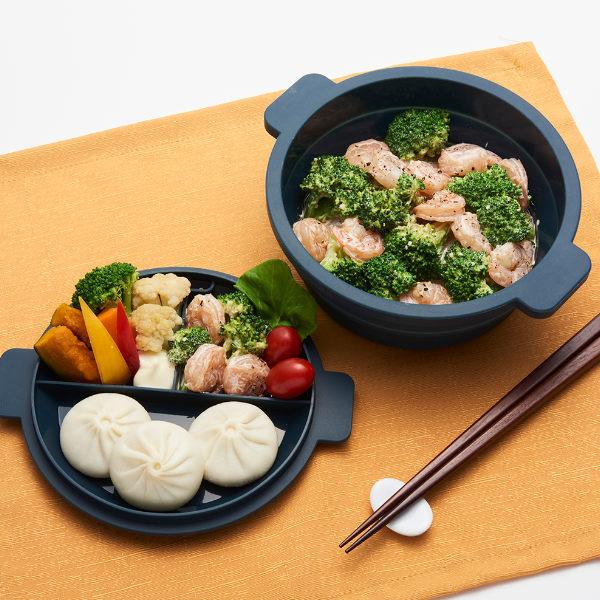 スチーマー 電子レンジ フタがお皿になるシリコンスチーマー 丸型