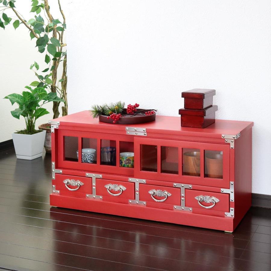 【豪華】民芸TVボード 150cm幅 高級ケヤキ材 民芸家具 テレビ台 ローボード 桐製 民芸調 和風テレビ台 朱雀 幅81cm （ TVボード テレビ