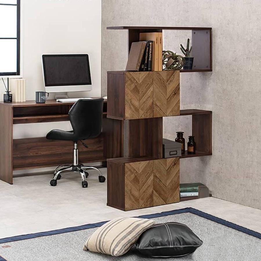 HAGiHARA オープンラック 4段 ディスプレイラック 矢貼り風 アクセント