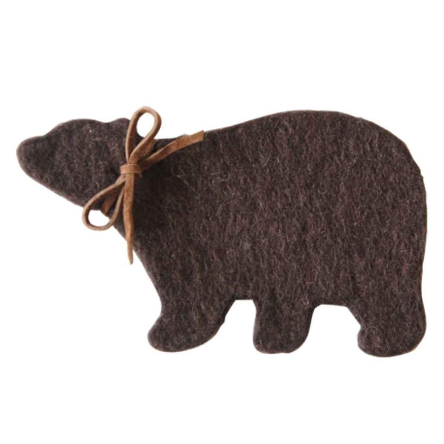 コースター 15cm シルエットベアー 羊毛フェルト （ フェルト