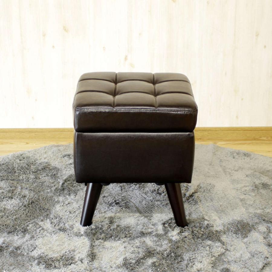 スツール 収納付き 幅40cm 高さ45cm レザー調 （ オットマン 脚