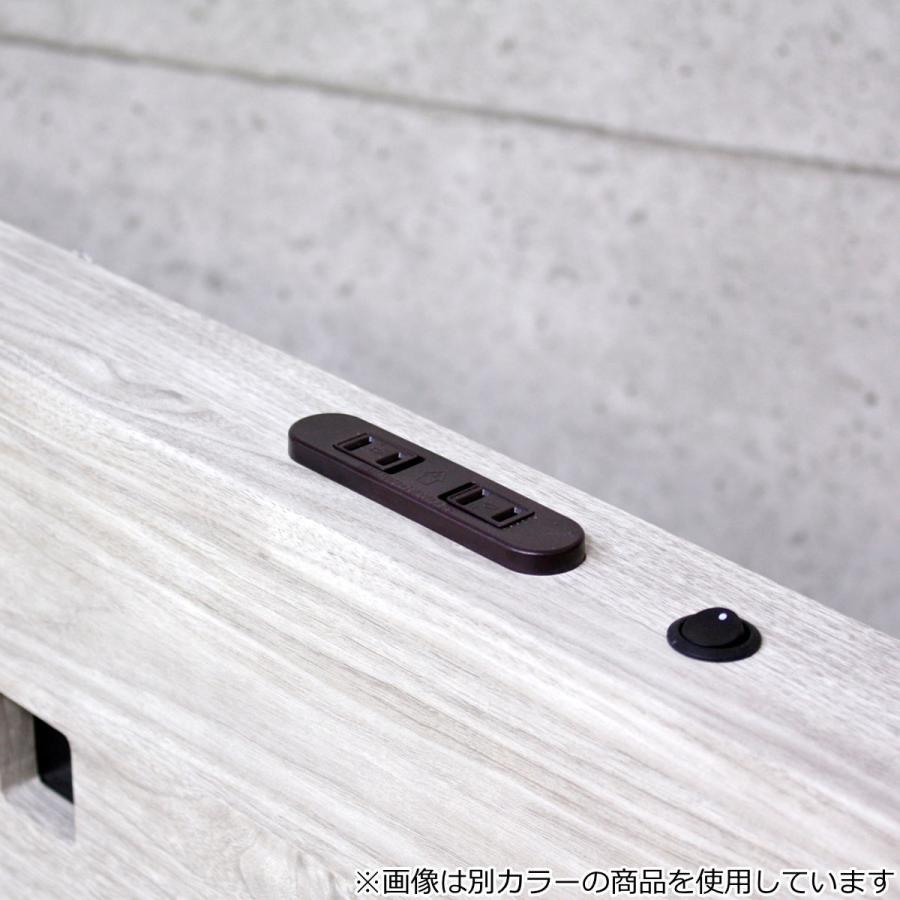 ベッド ダブル すのこ 木目調 コンセント ライト付き （ ダブルベッド