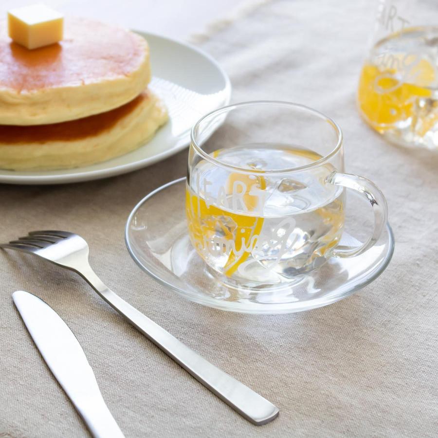 カップ＆ソーサー 250ml HEART Warming 耐熱ガラス （ 電子レンジ対応