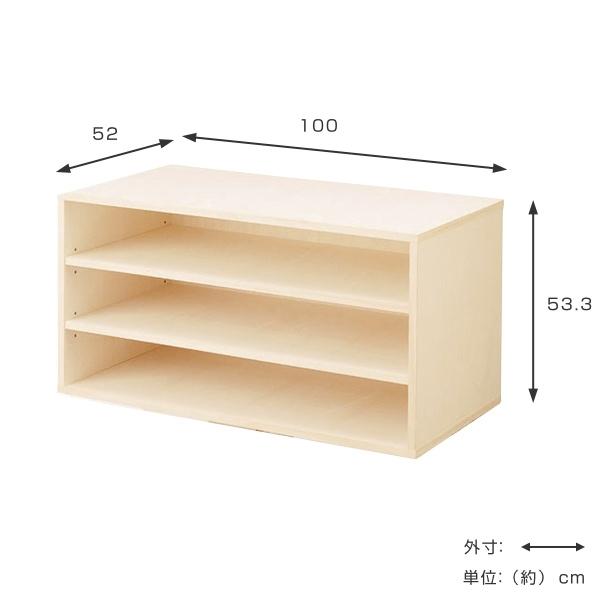 シェルフ 3段 桐製 マルチクローゼット収納 幅100cm （ ラック 収納棚