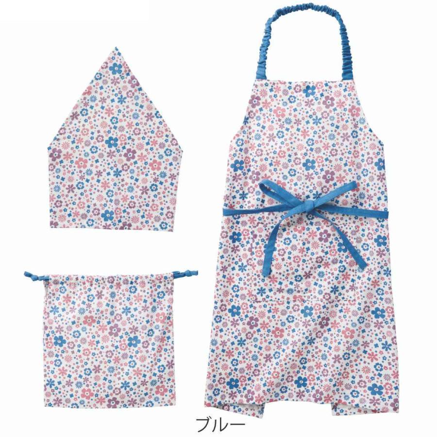 安いそれに目立つ レップ エプロン エリン BL ブルー 花柄 北欧風 シンプル レップ エプロン ブルー 幅84×奥行73×高さ1cm ロッタ レディース 466902