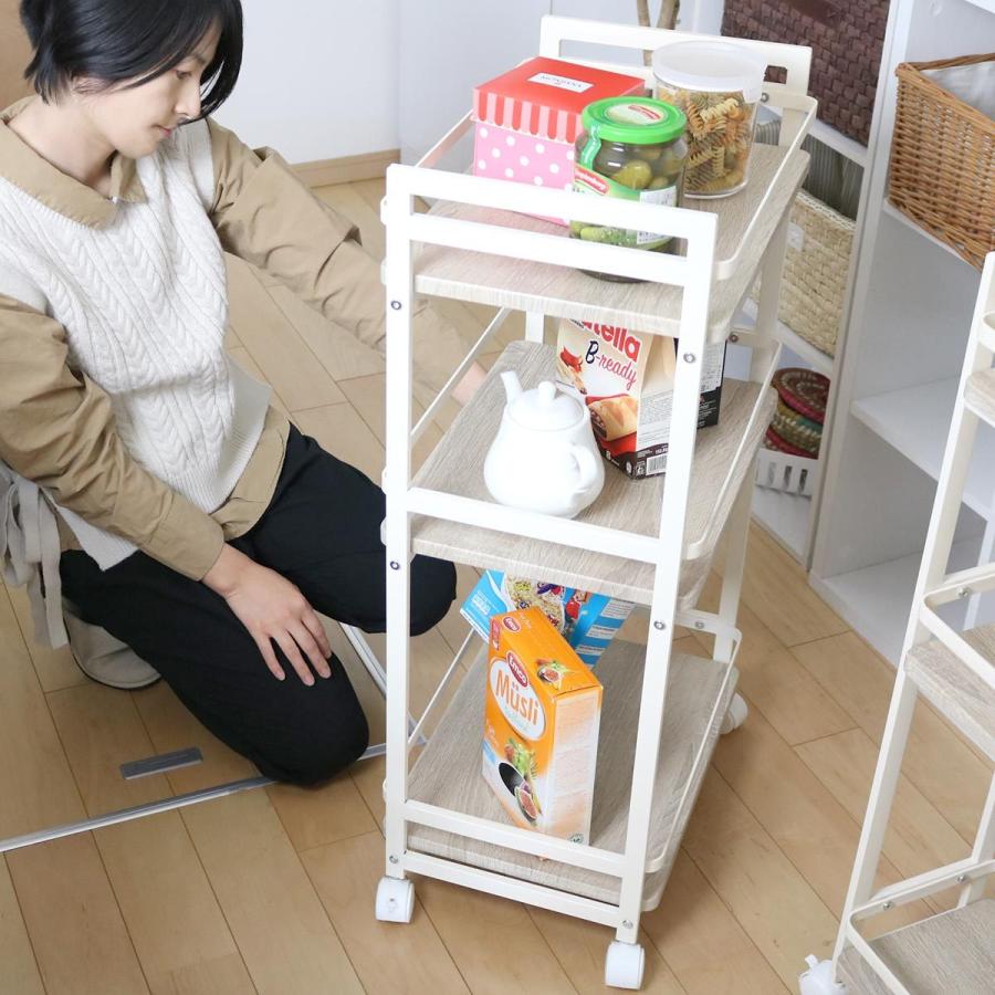 弘益 キッチンワゴン 幅43.5cm 3段 ヴィンテージ調 （ キッチン収納