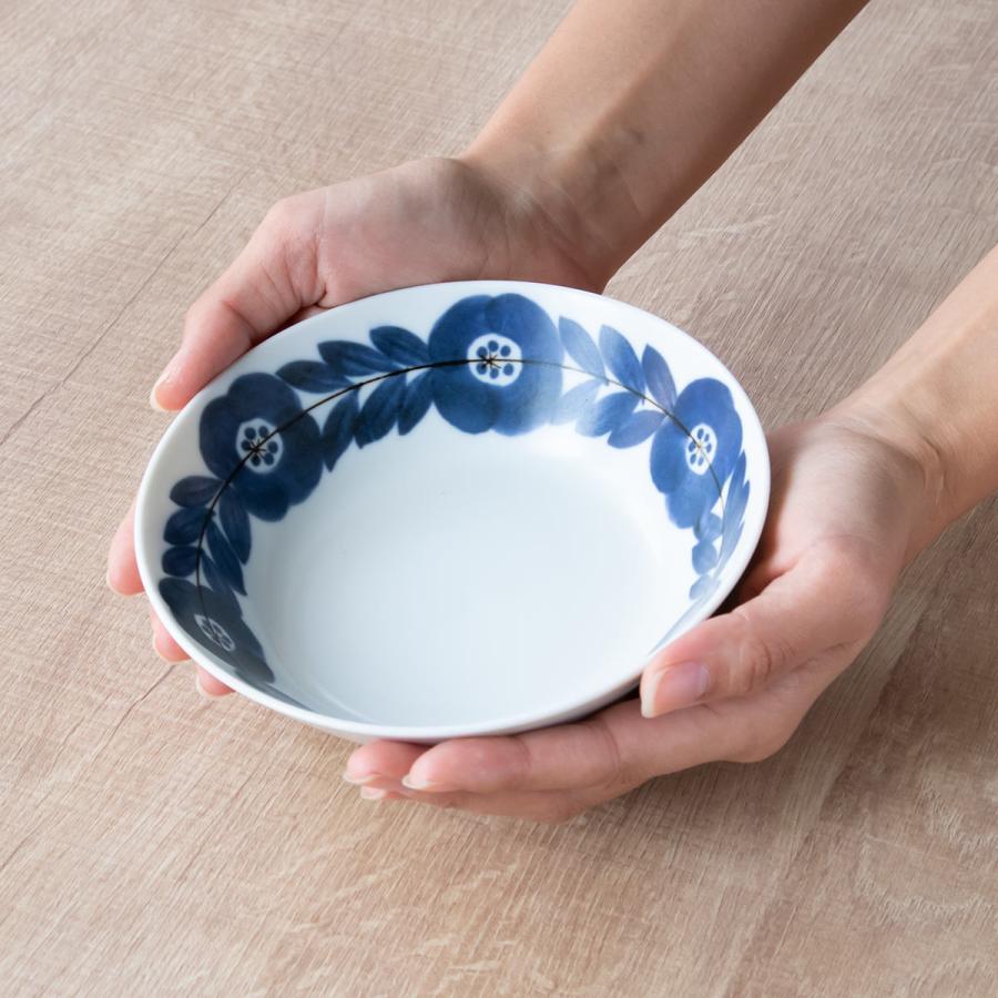 青い花模様の陶器ボウル5個セット 14-25_01.JPG
